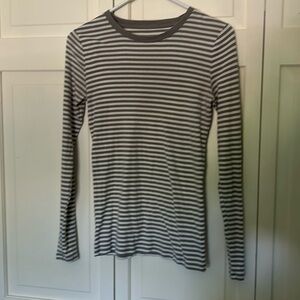 Merona Small Gray and White Long sleeved Striped Jersey